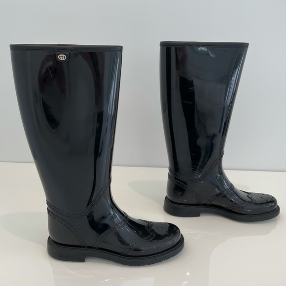 GUCCI BLACK BOOTS NERO OLD LAI RUBBER BOOTS SIZE IT 38 / US 8 - Picture 6 of 16